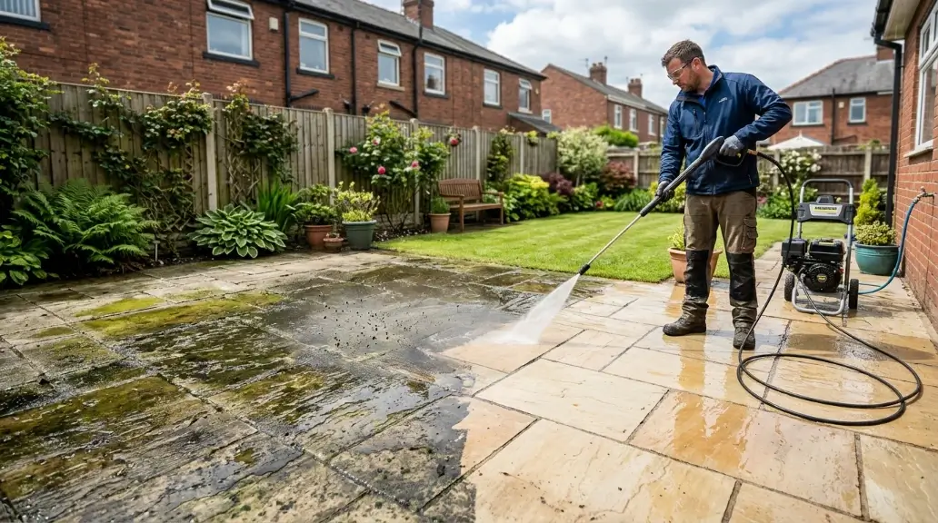 Jet washing patio Rochdale